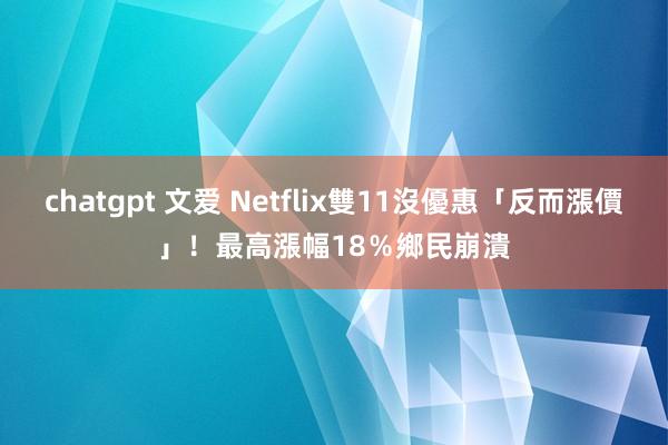 chatgpt 文爱 Netflix雙11沒優惠「反而漲價」！最高漲幅18％　鄉民崩潰