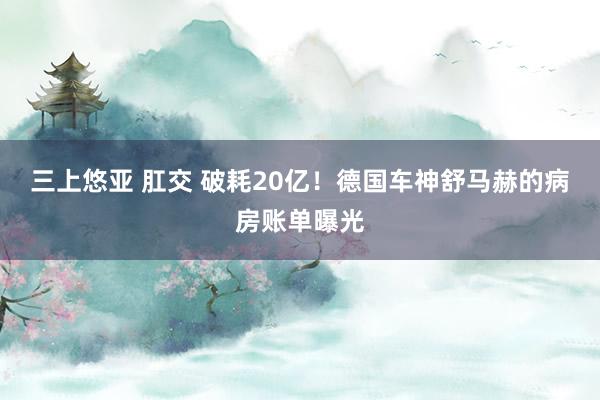 三上悠亚 肛交 破耗20亿！德国车神舒马赫的病房账单曝光