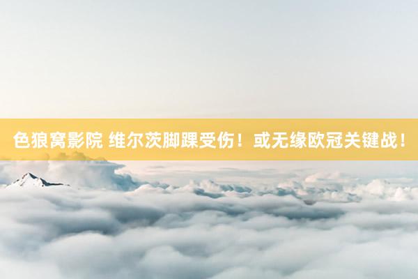 色狼窝影院 维尔茨脚踝受伤！或无缘欧冠关键战！