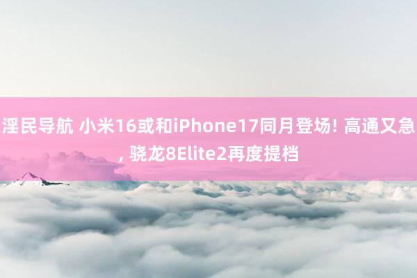 淫民导航 小米16或和iPhone17同月登场! 高通又急， 骁龙8Elite2再度提档