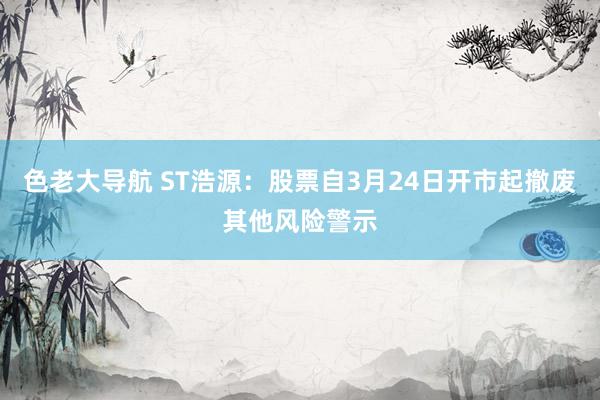 色老大导航 ST浩源：股票自3月24日开市起撤废其他风险警示